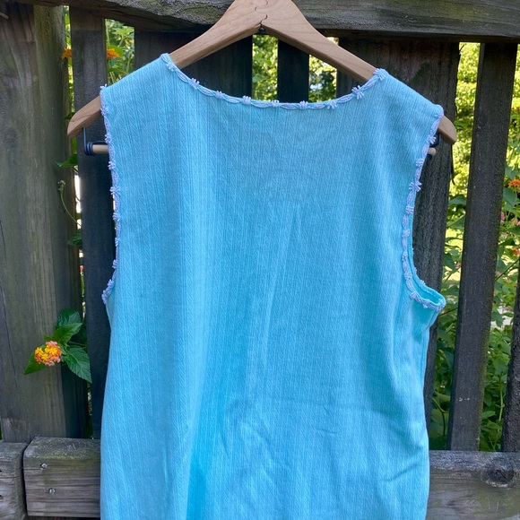 Y2K VTG Mint Green Cropped Cami Scalloped Trim XL Cottagecore Coquette Pastel - Picture 4 of 7